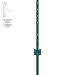 【Spotlight Day】VEVOR 3 Feet Fence Post, 10 Pack T-Post Heavy Duty Metal Fence Posts, Sturdy Steel Fence Stakes for Garden Yard, Lawn, Farms and Outdoor Wire Fencing, Green