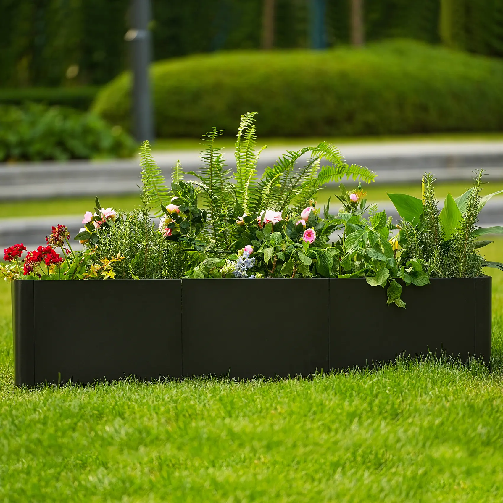 Large Rectangular Metal Raised Garden Bed Planter – Heavy Duty Steel, Weather-Resistant, Rounded Corners, Drainage, Tool-Free Snap Assembly – Ideal for Patio, Terrace, Commercial and Residential Use, Outdoor, Kit