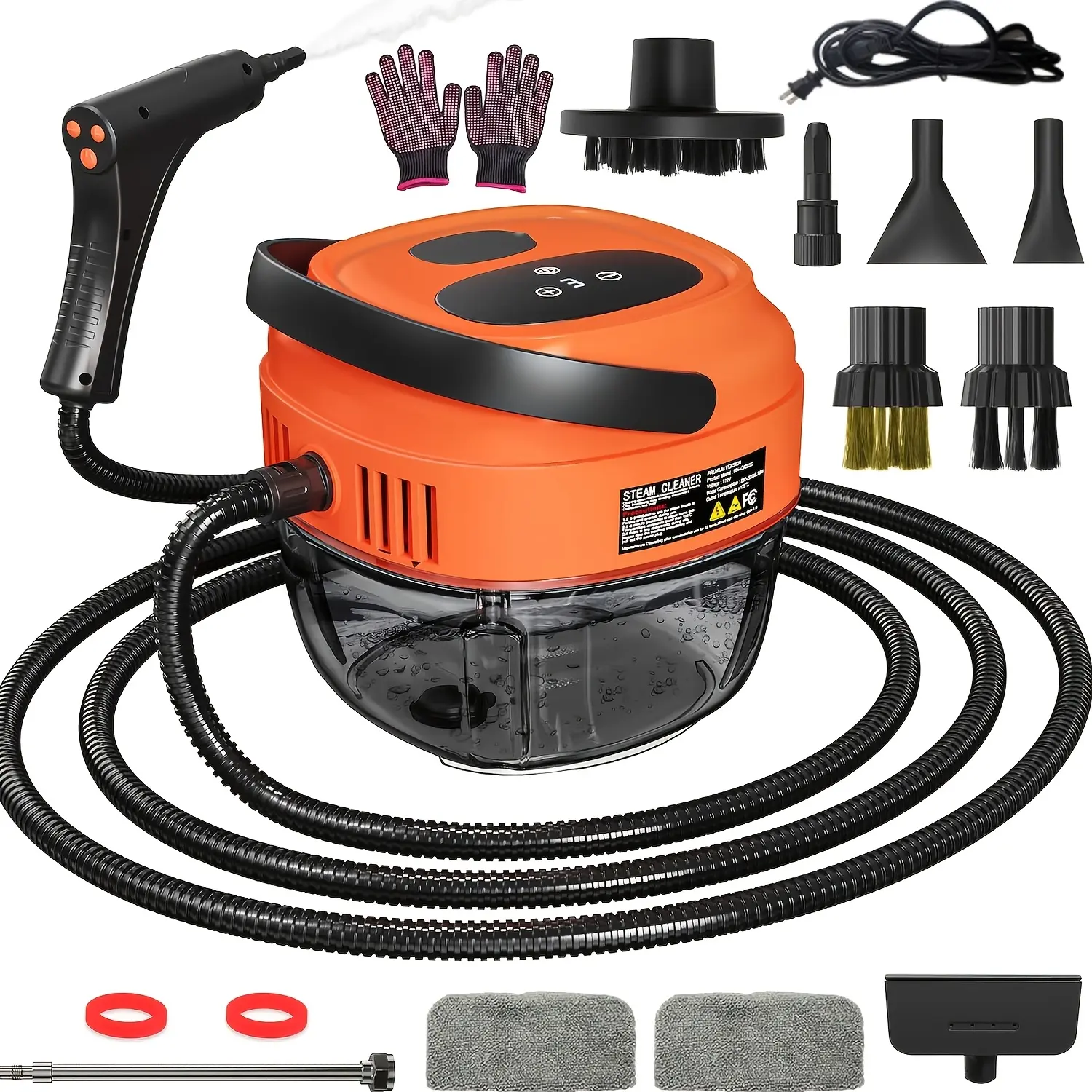 Handheld Steam Cleaner for Home, 2500W High Temperature Pressurized Machine, 1.7L Water Tank, Handle-controlled Steam Output, Portable Cleaning Steamer for Car, Bed Bugs, Furniture, Grout