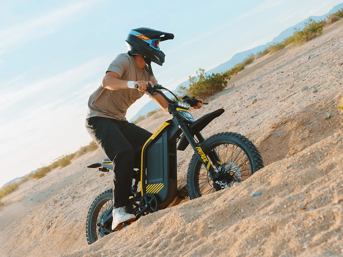 Jasion Patrol Electric Bike | 4000W Peak, 40MPH, 52V 30Ah Long-Range Battery, 19”/17” Tires, Dual Suspension, Hydraulic Disc Brakes