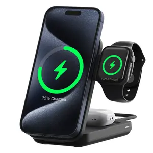Qi2 3-in-1 Magnetic Charging Station – 15W Fast Charger for iPhone 16/15, AirPods Pro 2 & Apple Watch | MagSafe Compatible
