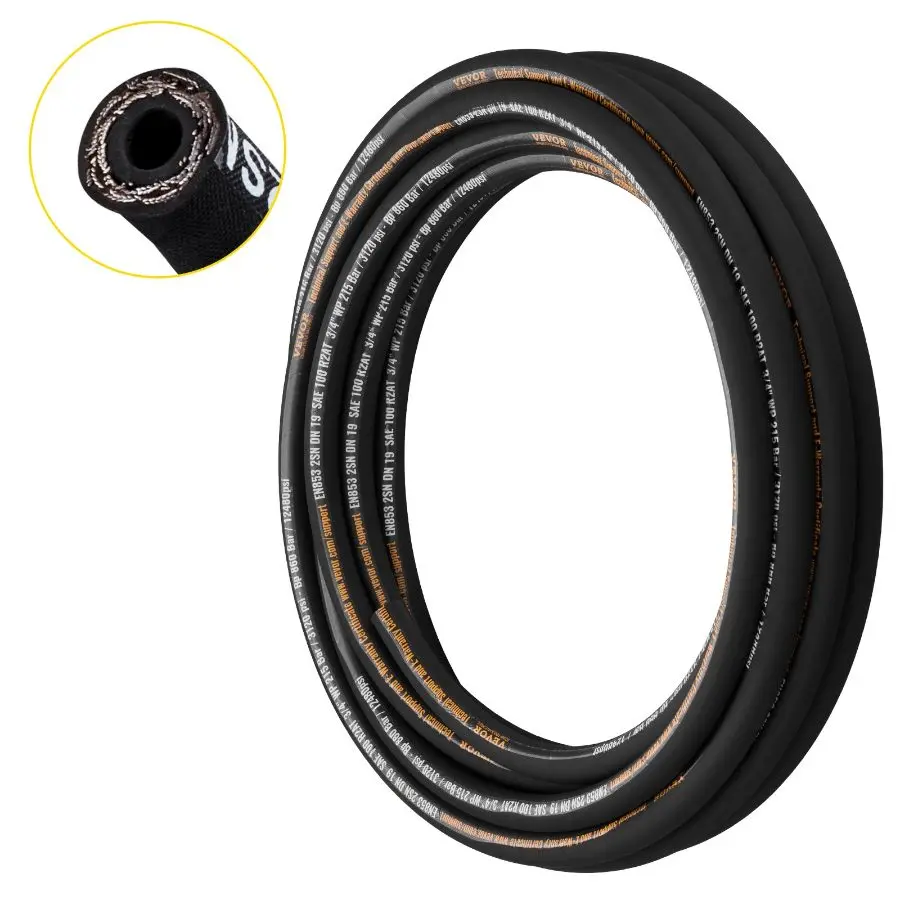 【Summerfinds】 VEVOR Hydraulic Hose 3/4 inchx 50 ft, Coiled Hydraulic Hose 3120 PSI, Rubber Hydraulic Hose with 2 High-Tensile Steel Wire Braid, Bulk Hydraulic Hose -20 to 140, Hydraulic Oil Flexible Hose, Coiled Hose, High Pressuredealsforyoudays