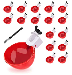 【Spring Glow Up】16 count Chicken Waterer Cups, 3rd Generation DlY Large Automatic Chicken Water Feeder Cup, Tee Fittings Poultry Waterer, Suitable for Chicks, Turkeys,Ducks, Goose, Small Pets with Mounting Hole Opener