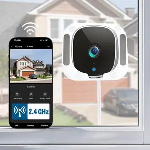 Smart Window Stick Camera, 2.4G WiFi Indoor Security Cam, Dual Storage Support, Two-Way Talk, Motion Detection, IR Night Vision, No-Drill Install for Home & Pet Care