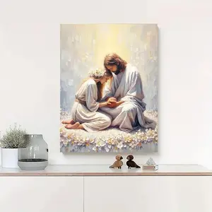 Christian Faith Wall Decor, Canvas Print of Jesus and Woman Praying Bible Story, Religious Artwork for Church, Bedroom, Living Room & Home Decoration art wicked good paints