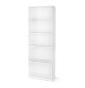 5-Shelf Bookcase with Adjustable Shelves, White 5-Shelf Bookcase with Adjustable Shelves, White
