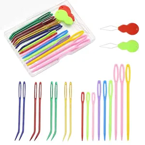 19 Pcs Yarn Needles Set, Assorted Bent Tapestry Needles, Large Eye Blunt Knitting Needles, Ideal for Sewing and Crochet