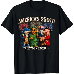 100%cotton USA 250 Anniversary Tung Sahur, John Pork, AI Baby 4th July T-Shirt