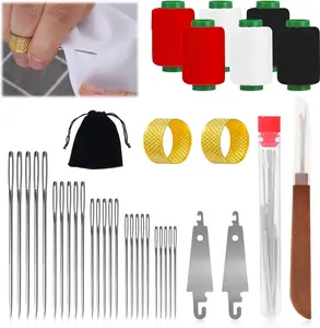 Hosenwelt 37PCS Beginner-Friendly Sewing Supplies Crafts Kit - 25 Needles, 3 Thread Rolls, Easy Threading Tools, Thread Remover for Daily Repair & Professional Sewing for Beginner