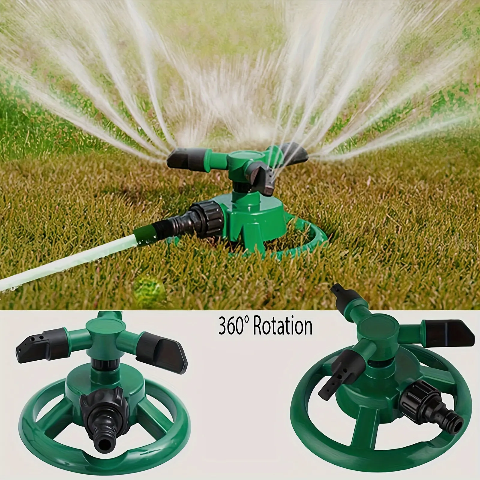 ABS Engineering Plastic + Brass Connector 360° Rotating Nozzle | Covers an Area of 314.96-590.55 Inches | 3 Adjustable Flow Rates | Tool-Free Installation in 5 Seconds | Irrigation for Lawns/Gardens/Courtyards/Vegetable Fields/Soccer Field