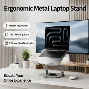 360° Rotating Laptop Stand Adjustable Foldable Aluminum Laptop Stand, 2-in-1 Multifunctional Laptop Stand Hub for Gaming laptop & Mobile stand