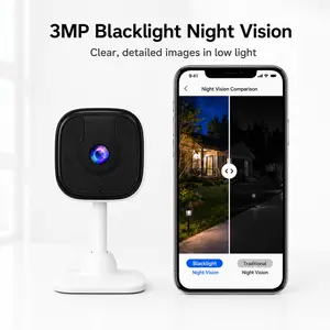 Action Me Wireless 1080P Indoor Security Camera - Cable-Free Easy Installation, 2-Way Audio, Motion Detection, Siren, Night Vision, Cloud/SD Storage, Bluetooth, Works with Alexa & Google Home (Baby Monitor Use) Cable