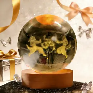 3D K9 Crystal Ball Night Light - 3.15" DBZ Inspired Action Figure Lamp, 7 Color Changing LED with Wooden Base, USB Powered, Ideal for Boys Bedroom Decor & Christmas Gifts