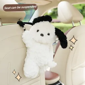 New Cartoon Car Tissue Box — Cute Plush Little Bear Hanging Tissue Dispenser for Car Interior Decoration, Tissue Holder