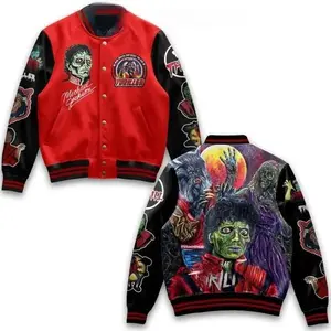 Michael Jackson AOP Baseball Jacket – King of Pop Streetwear Varsity Jacket Unisex Hip Hop Style