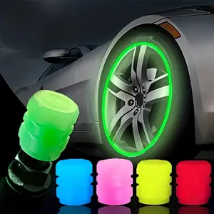 16pcs Glow-in-the-Dark Tire Valve Stem Caps, Fit Rubber Air Covers for Cars, Trucks, Motorcycles, Bikes - Luminous Yellow, Green, Pink, Orange Mix, Vehicle Accessory |   Nighttime Visibility |   Durable Rubber Caps Tire Inflator