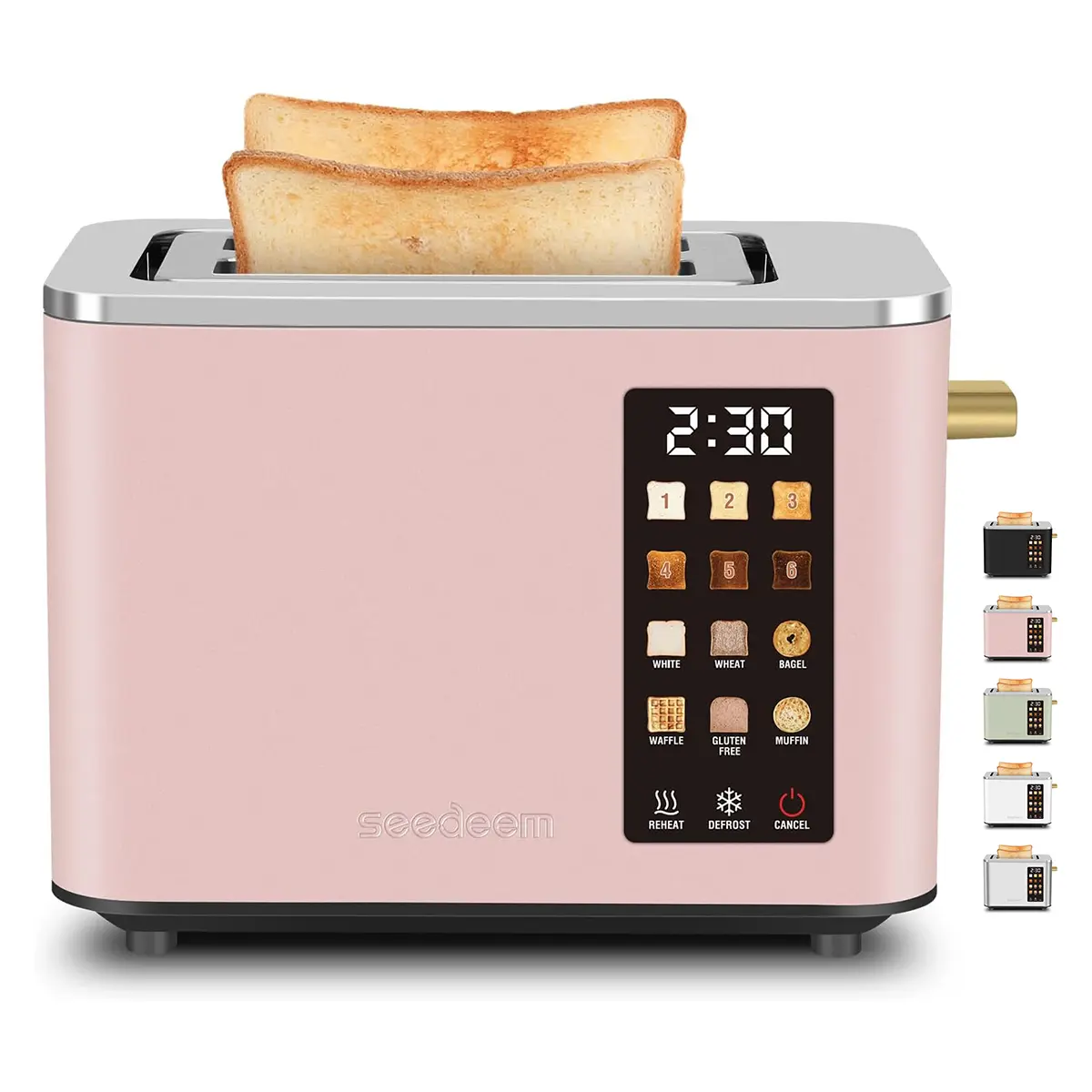 Toaster 2 Slice, Touch Control Screen, Smart Stainless Toaster, 6 Shade Setting, 6 Bread Selection, Countdown, Removable Crumb Tray, 900W, Peach Pink kitchen  toaster wh  all bread type