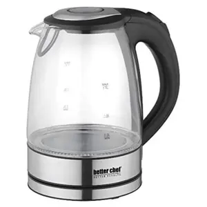 212 MAIN Cordless Electric Borosilicate Glass Kettle, 1500W Power, 7-Cup Capacity, 360-Degree Swivel Base, Auto-Shutoff Feature for Camp Kitchen, Camping & Hiking