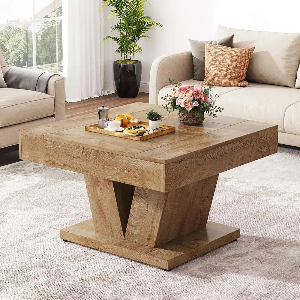 Tribesigns Modern 31.5" Wood Square Center Table for Living Room, Cocktail Tea Accent