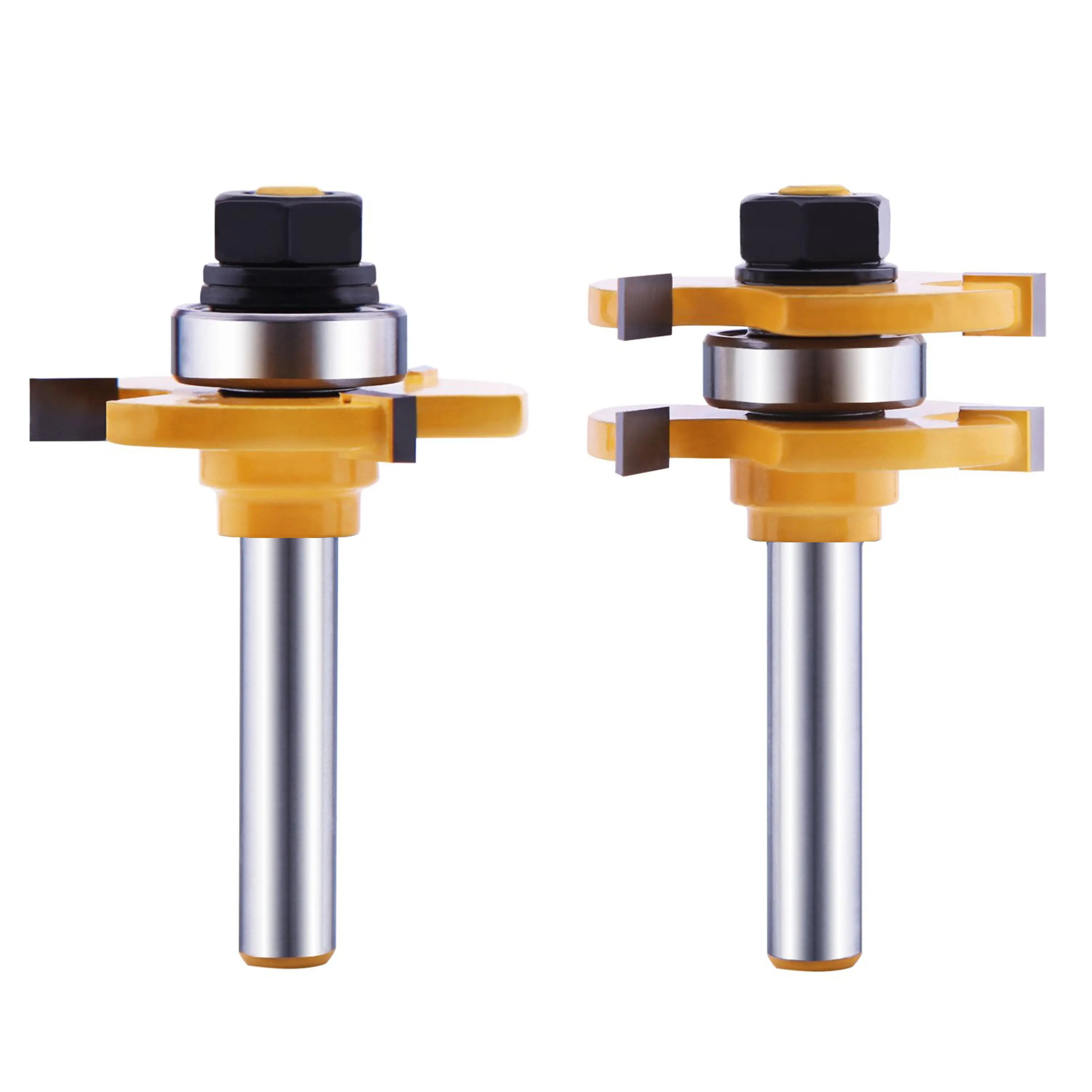 Tongue and Groove Router Bit Set (2 PCS) with 1/4 Inch Shank T Shape, Wood Milling Saw Cutter (Woodworking Tools for Home Improvement and DIY) Edging Veining Outdoorfun Fathersdaygift Blades