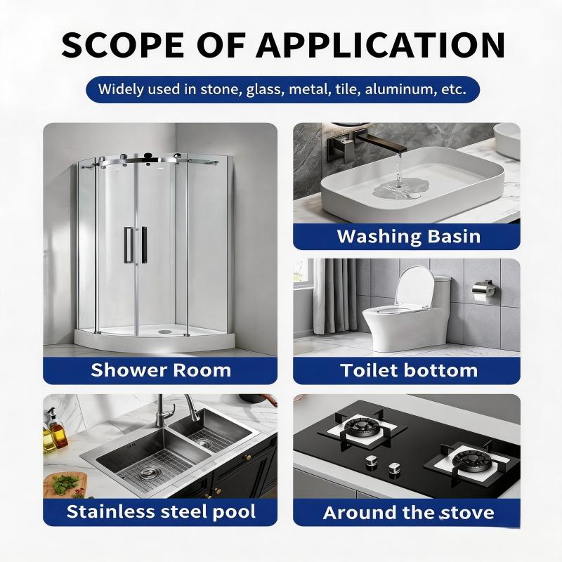 Advanced White Silicone Caulk for Kitchen & Bathroom + FREE Handy Application Tool, Waterproof Sealant for Sink, Tub, Shower, Bathtub & Toilet Edge Protection