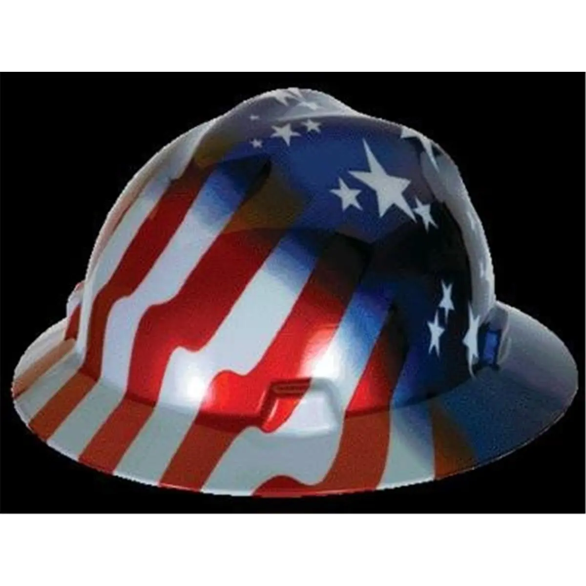 212 MAIN Msa 454-10071157 V-Gard Safety Hard Hat Cap, Lightweight Durable Head Protection, 4-Point Fas-Trac Ratchet Suspension, Patriotic Flag American Stars Stripes Design, Adjustable Fit for DIY Users