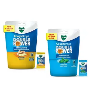 Vicks Cough Drops Menthol and Ginger 25 Ct Each Soothing Throat Relief Bundle