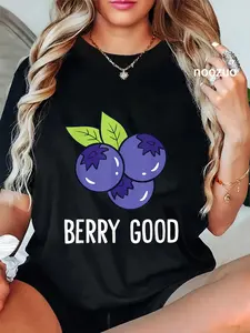 100% Cotton Unisex Berry Good Blueberry Fruit Love Blueberries T-Shirt Casual Top