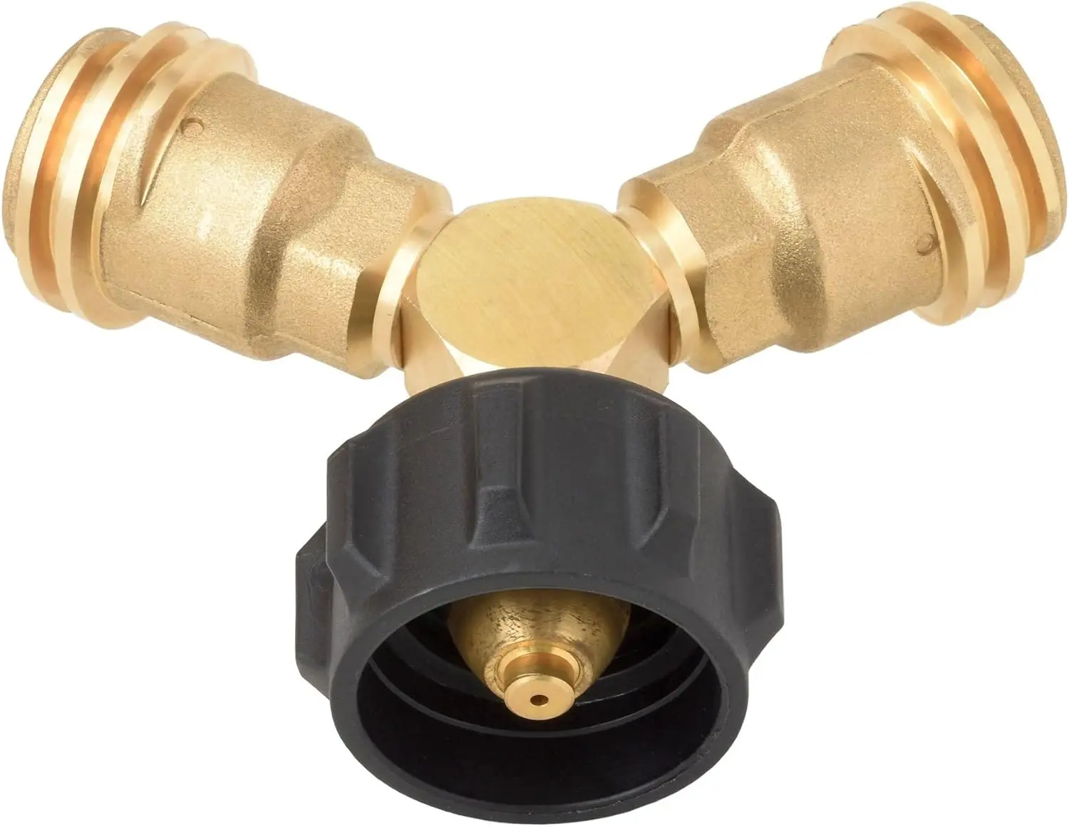 B BRAZIFY Propane Y Splitter Adapter, 2-Way Solid Brass Gas Tank Connector with Valves, QCC Type 1 Quick Connect for Camping Stoves & RVs, Bbqs, Gas Appliances, Outdoor Cooking, Leakproof, Smokers