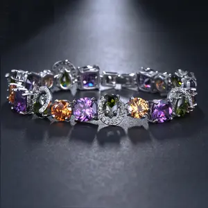 Multicolor Zircon Tennis Bracelet| Luxury Crystal Statement Bangle for Women| Tarnish-Free Luxury Jewelry for Special Occasions#MulticolorZirconBracelet#CopperJewelry#PartyJewelry#LuxuryBracelet#DaintyJewelry#EveningJewelry#TarnishFreeJewelry
