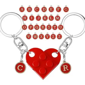 Cute Heart Design Keychain,Includes 26 letter pendants,Geometric Decor Keychain for Men & Women, Gift for Birthday Party