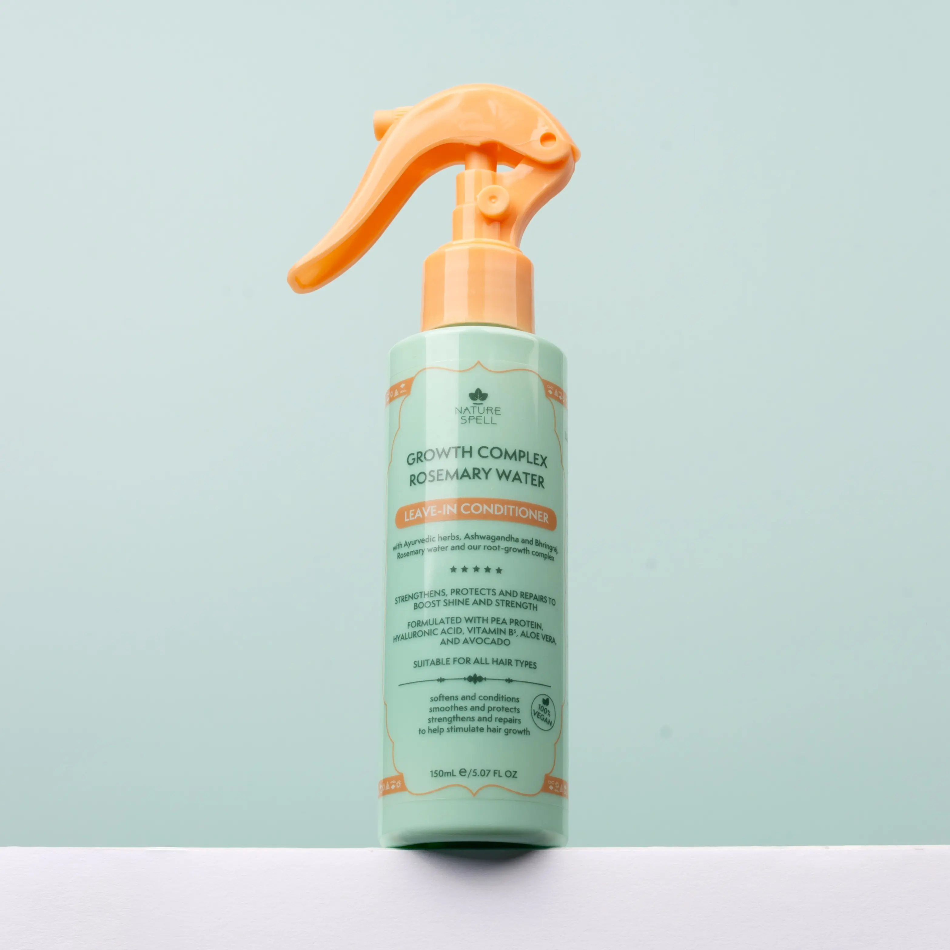Nature Spell Rosemary Water Leave-In Conditioner Vegan and Sulphate Free to Strengthen Hair Shaft, Reduce Breakage, Protects from Heat Damage - Hydrate, Haircare