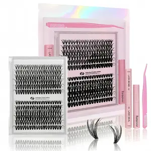 Mixed Length False Eyelashes with Bond and Seal & Remover & Tweezers&Eyelash Curler, Natural Eyelash