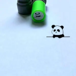 Cute Panda Design Stamp, Mini Round Stamp, Photo Sensitive Stamp for Scrapbooking, Journaling, Gift Wrapping, Greeting Card