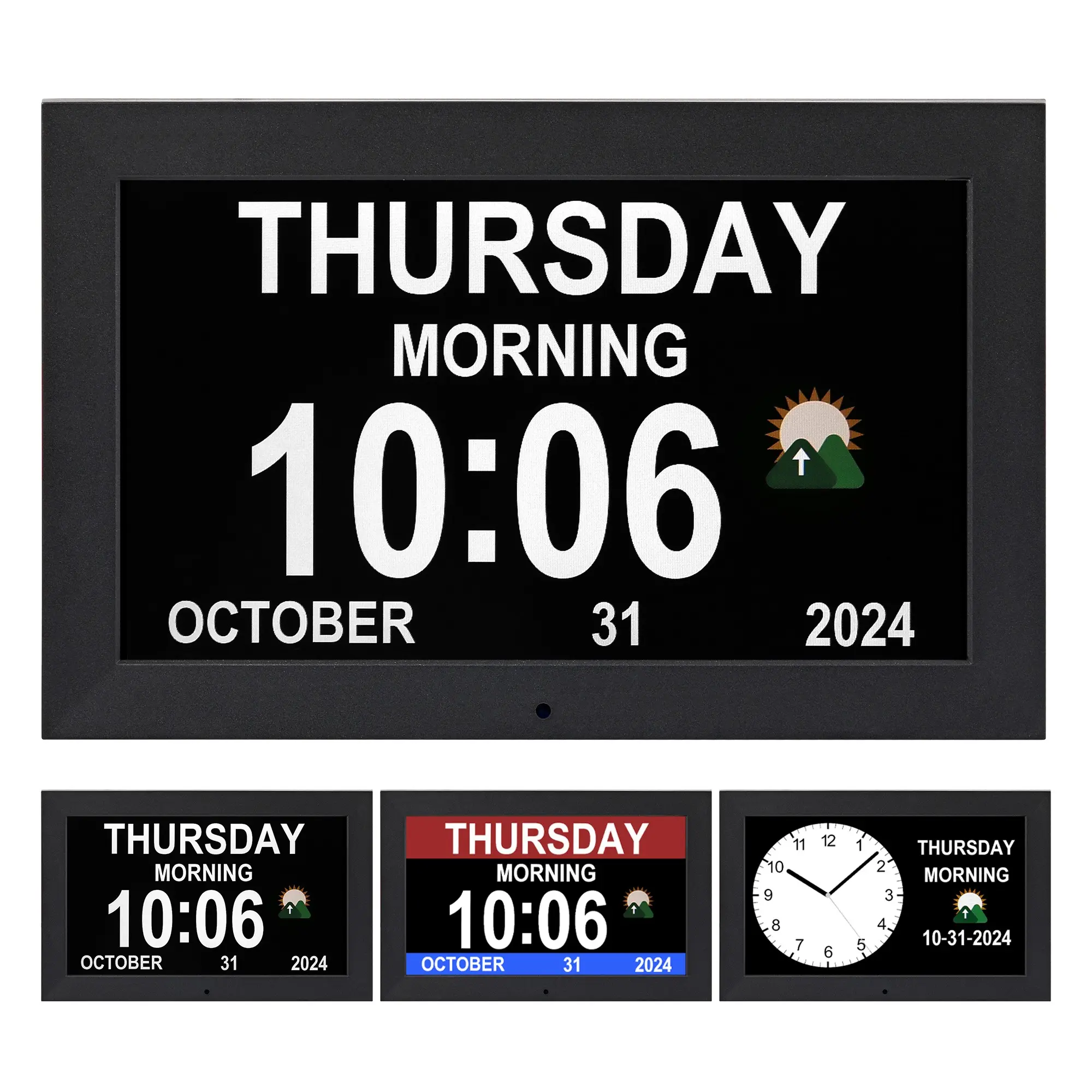 10-inch black dementia clock with date and time display, digital calendar clock, digital alarm clock for the elderly, reminding the elderly to take medicine, Home Decor