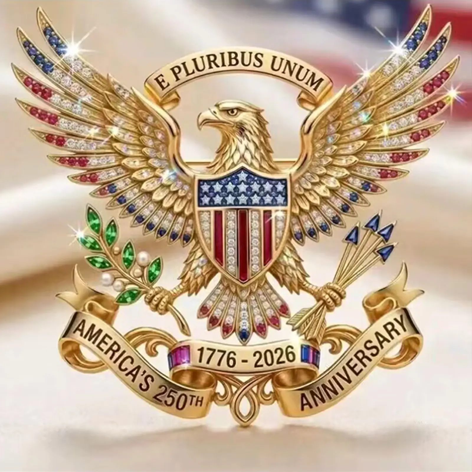 Father's Day Gift,US 250th Anniversary Double-Headed Eagle Pin Brooch, Commemorative Lapel Badge Patriotic Souvenir Gift for Men Women