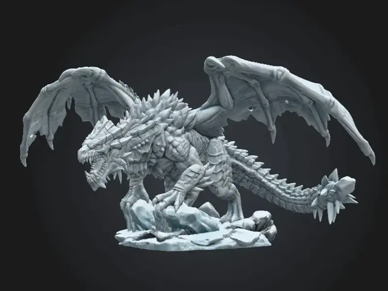 DND Adult White Dragon, 3D Printed Minifigure for Roleplaying Games