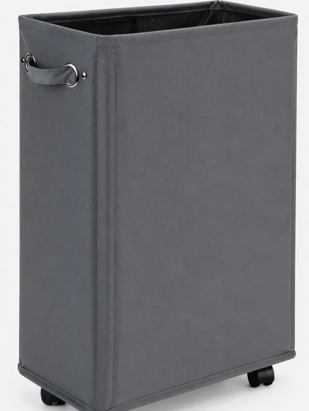 Small Slim Laundry Basket on Wheels with Handles | Foldable Narrow Clothes Hamper for Small Spaces | Tall Rolling Laundry Bin for Bedroom, Dorm & Laundry Room | Dark Grey