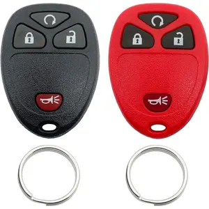 Replacement Key Fob Shell Keyless Entry Remote Car Key Fob Case Fits for GM GMC Chevrolet Chevy Buick 4 Buttons Pad Cover (Black + Red)