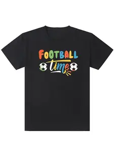 Rainbow Football Time Soccer Ball Graphic Tee, Ultra Soft Crew Neck, Short Sleeve, Slim-Fit, Breathable, Casual Wear for Men