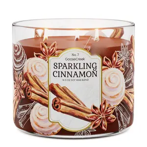GooseCreek Sparkling Cinnamon 3-Wick Candle No 7 14 5 Oz Soy Wax Blend with Cinnamon Bark Nutmeg Vanilla and Clove Notes