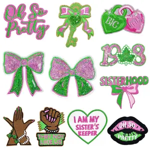 11-Piece I Am My Sister's Keeper Embroidered Iron-On Patches, and Embroidered Sequins Bow Accessories for Bags and Clothing