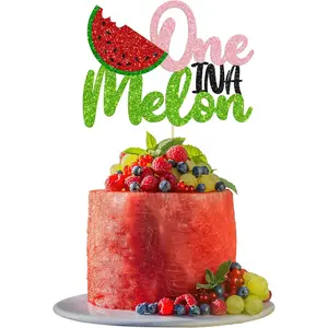 1 Pack Watermelon Cake Topper One in a Melon Cake Pick Watermelon First Birthday Baby Girl 1st Birthday Party Cupcake Decoration Supplies
