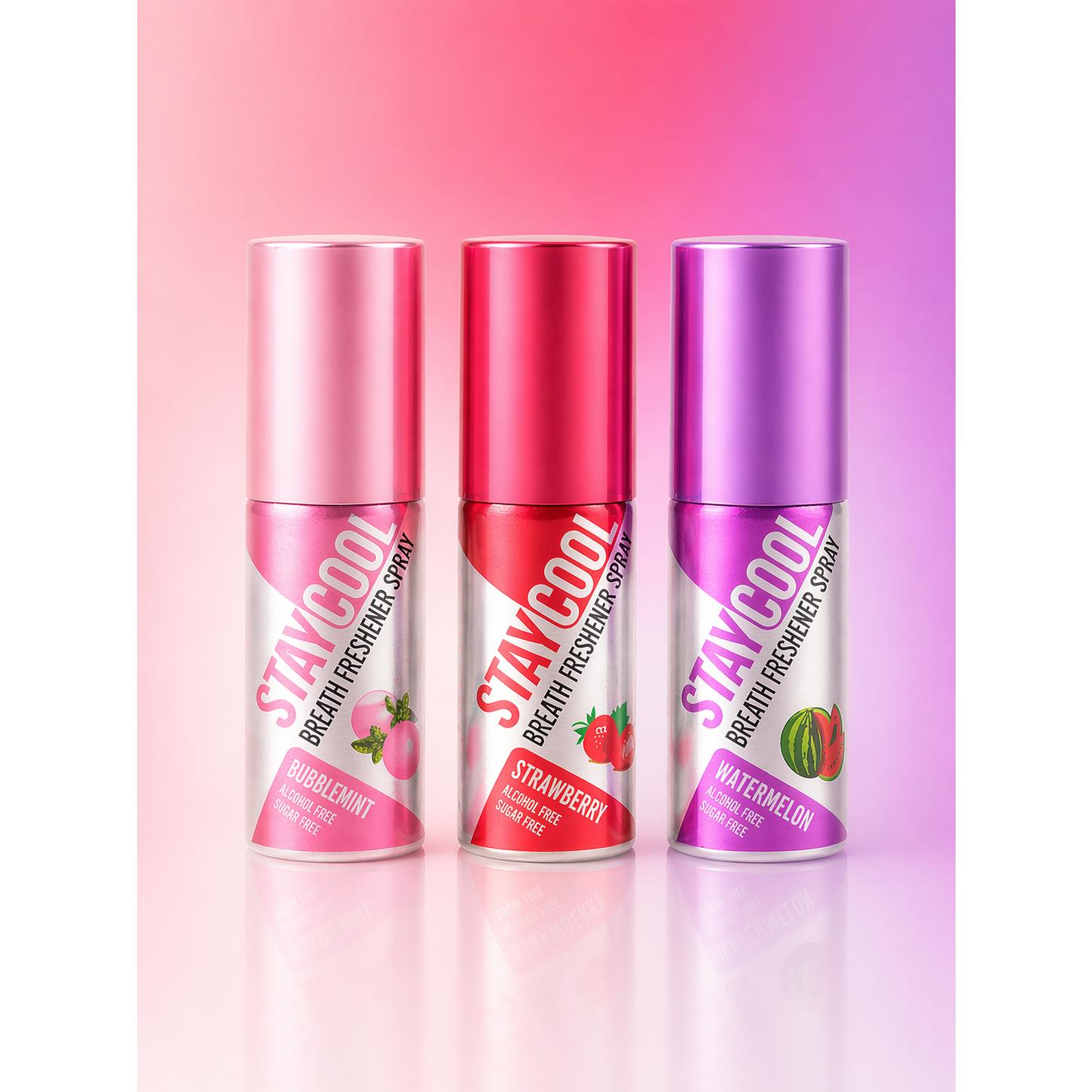 Fruit Duo Plus Bubblemint Breath Freshener Sprays - Bubblemint, Strawberry, Watermelon 3-Pack