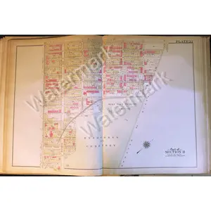 Brooklyn Original Map 1908 Bushwick Cooper Evergreen & Holy Trinity Cemetery +++