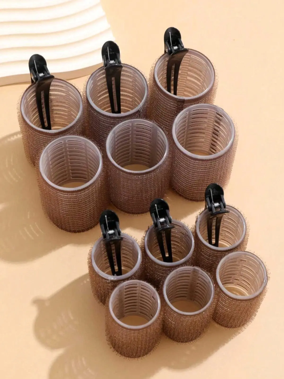 18PCS Black & Brown No-Heat Hair Roller Set for Volume, Bangs, Soft Curls, Natural Waves, Daily Styling, Work & Travel