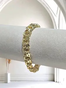 9mm Pulsera tejido estilo chino en oro laminado 14k