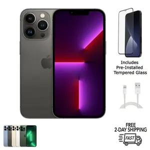 Refurbished Apple iPhone 13 Pro (Unlocked) A2483 Excellent Condition with Tempered Glass Screen Protector & 1 Year Warranty