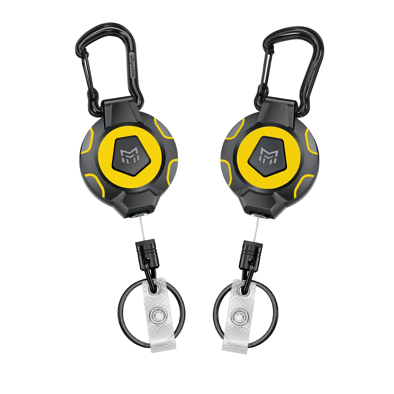 MNGARISTA 2-Pack Upgraded Retractable Keychain, 10 OZ Retraction, 31.5" Stainless Steel Cord, Heavy Duty Carabiner Badge Holder, ID Badge Reel with Badge Strap and Key Ring Durable Clip