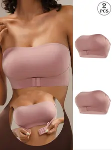 2pcs Women's Wireless Push-Up Bra, Front Buckle Design, Seamless, Soft, Smooth, Comfortable Single Pack, Perfect Fit for Daily Wear, All Seasons